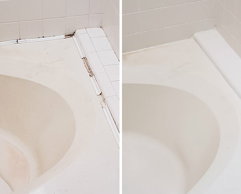 Bathtub Before and After Our Caulking Services in St. Cloud, FL