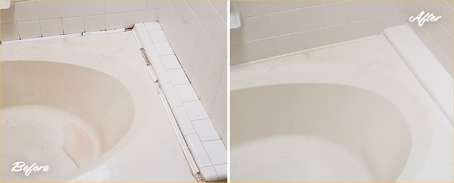 Bathtub Before and After Our Phenomenal Caulking Services in St. Cloud, FL