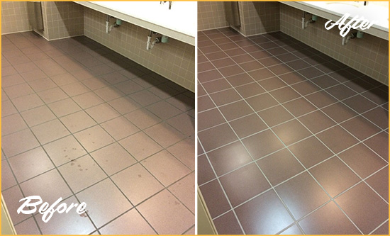 Before and After Picture of a Deer Park Restroom Sealed to Help Protect Against Scratches