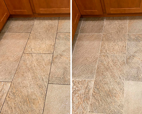 Floor Before and After a Grout Cleaning in Kissimmee, FL