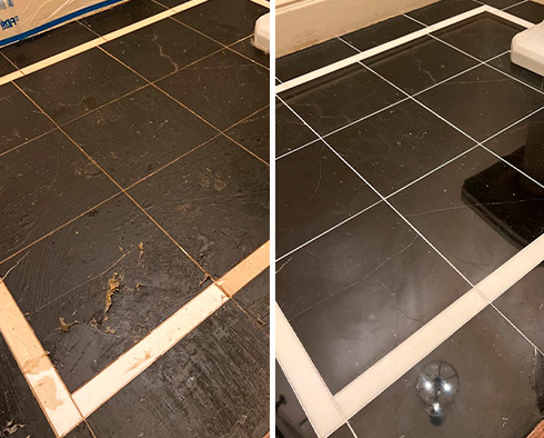 Floor Before and After a Stone Cleaning in Celebration, FL